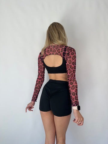 Pink Leopard Mesh Bolero