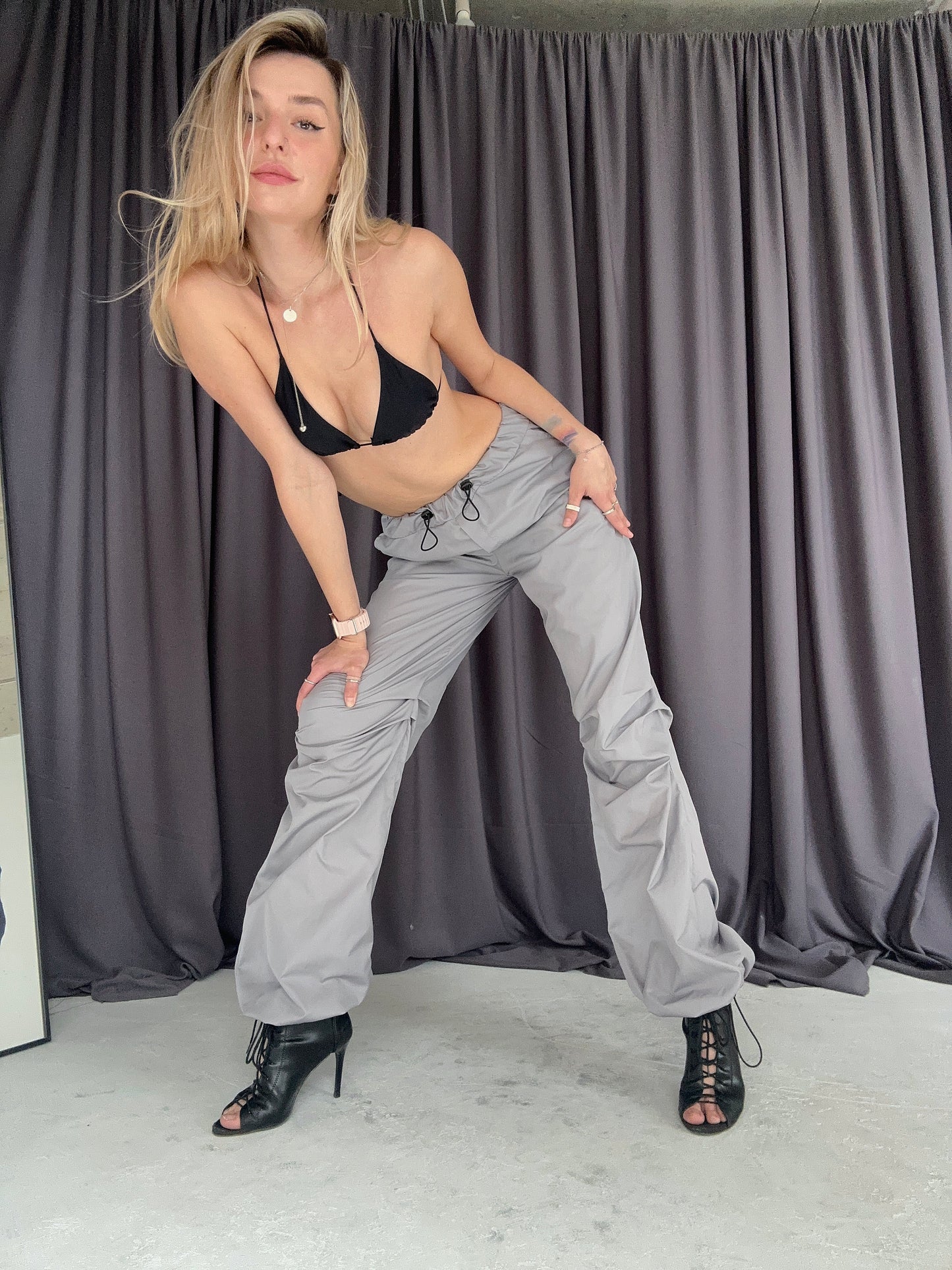 Grey Oversize Cargo Pants