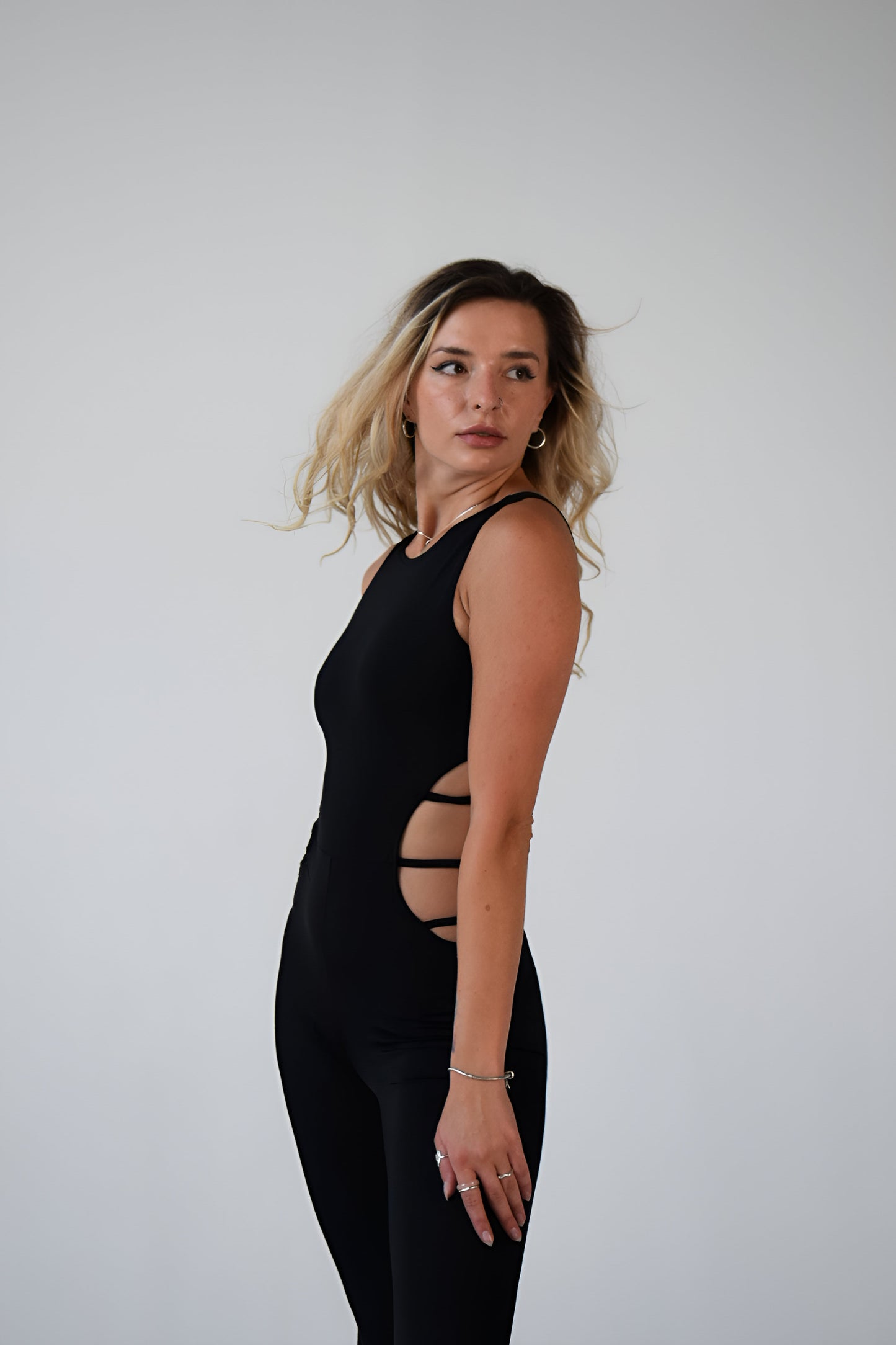 Black Open Back Sleeveless Jumpsuit