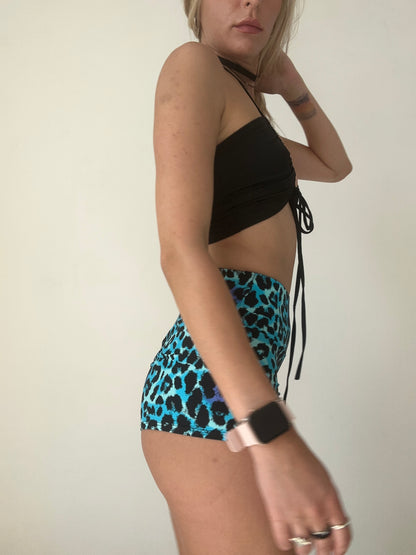 Blue Leopard Booty Shorts
