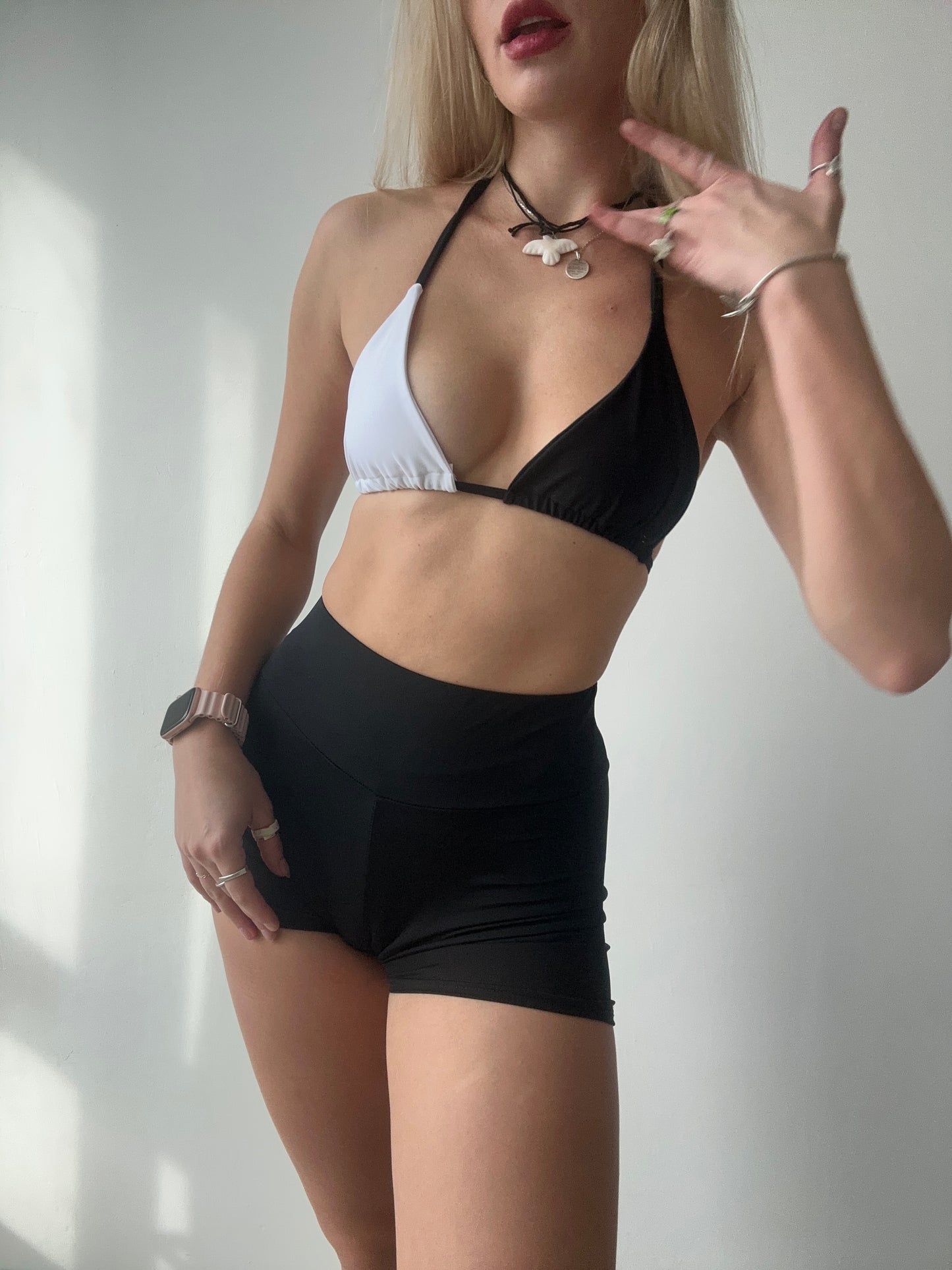 Black & White Triangle Bikini Top