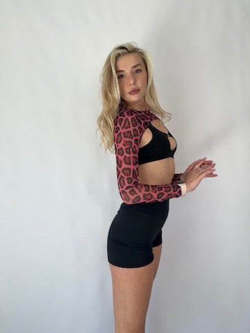 Pink Leopard Mesh Bolero