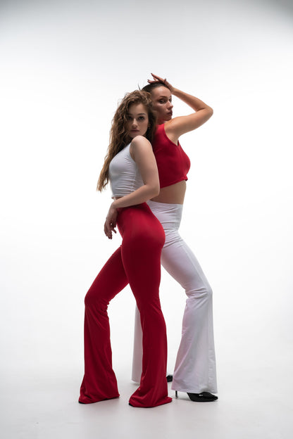 Red High Waist Stretch Pants