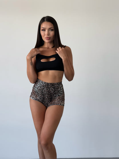 Black Strappy Oval Cut Out Top