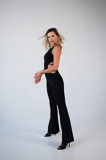 Black Open Back Sleeveless Jumpsuit