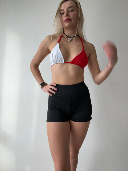 Red White Colorblock Bikini Top