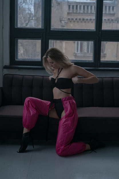 Hot Pink Thigh Cut Out Dance Pants