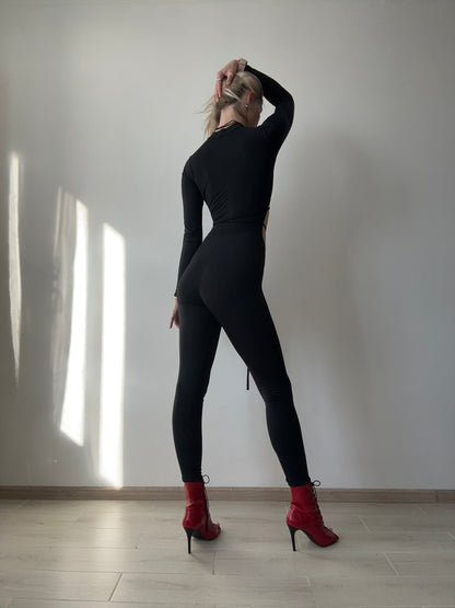 Black Cut Out Jumpsuit with Ties