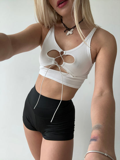 Black Ruffled Booty Shorts