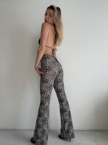 Leopard Print Flared Pants