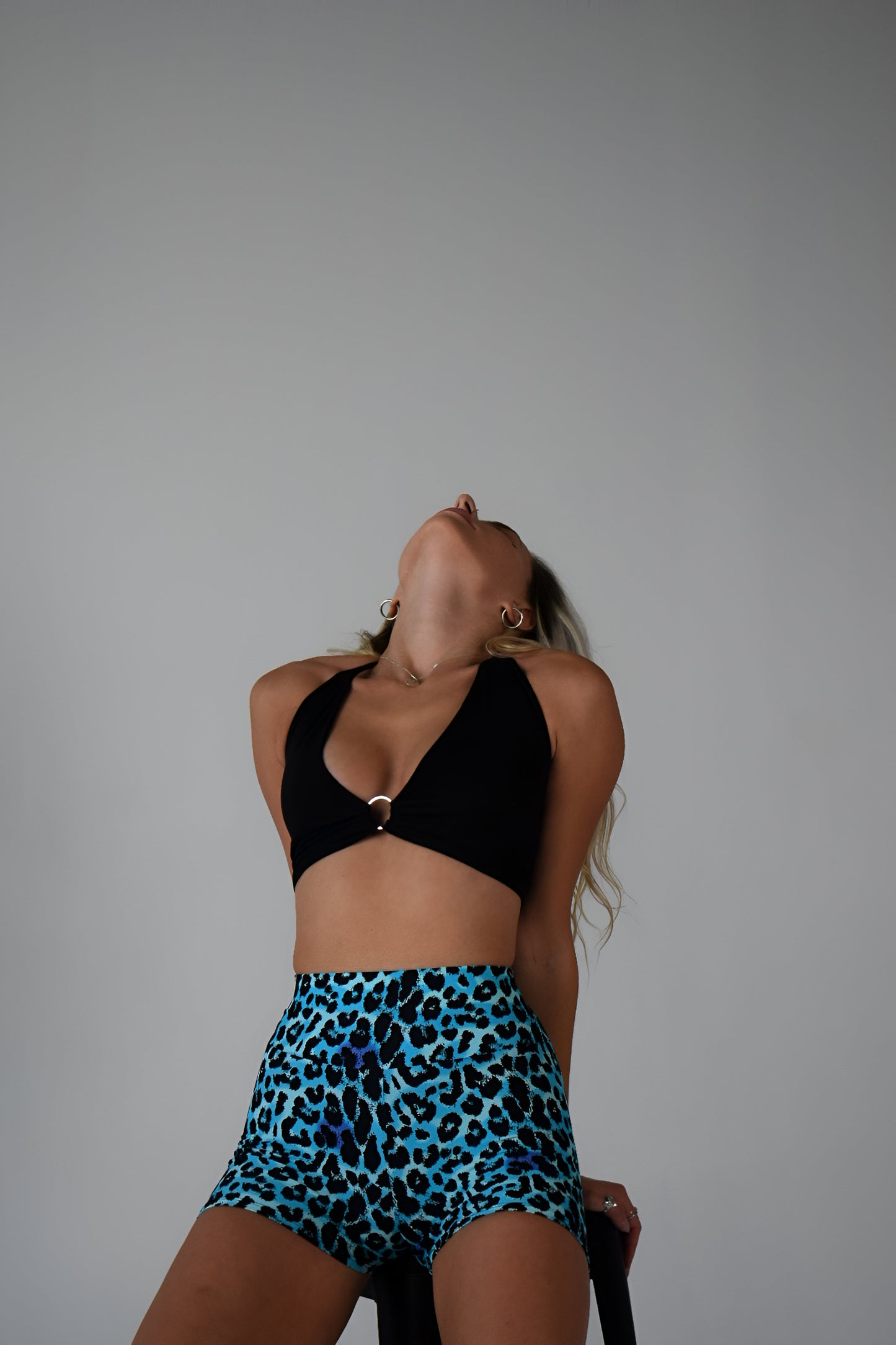 Blue Leopard Biker Shorts