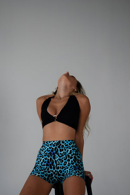 Blue Leopard Biker Shorts