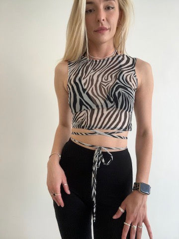 Zebra Mesh Crop Top