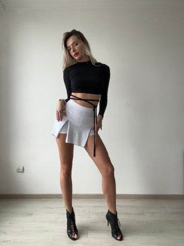 White Skort with Black Stitching