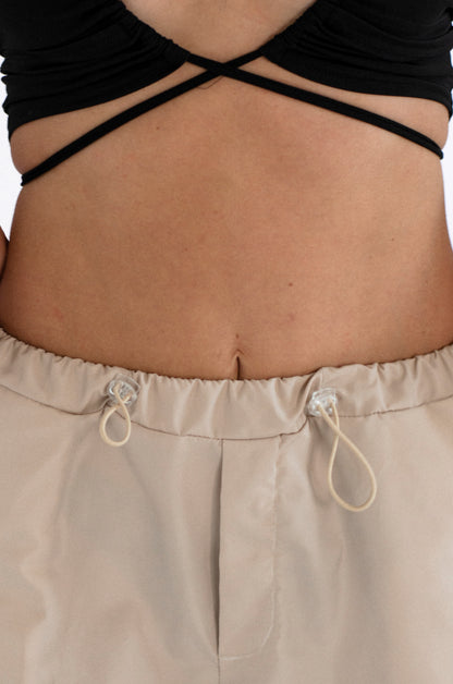 Beige Cargo Wide Leg Pants