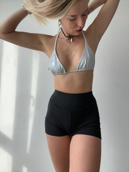 Silver Metallic Bikini Top