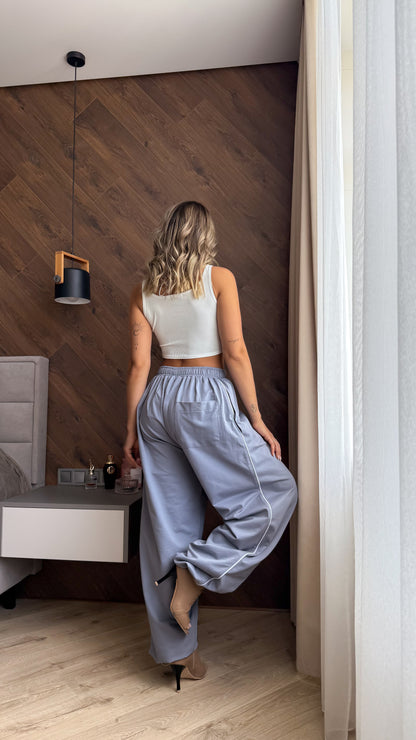 Grey Wide Leg Rave Pants