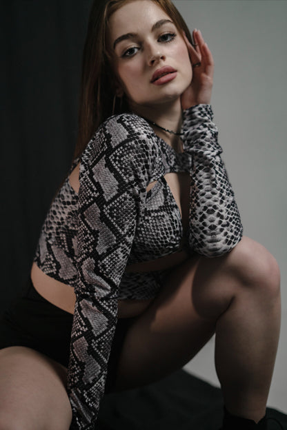 Grey Python Print Shrug Bolero