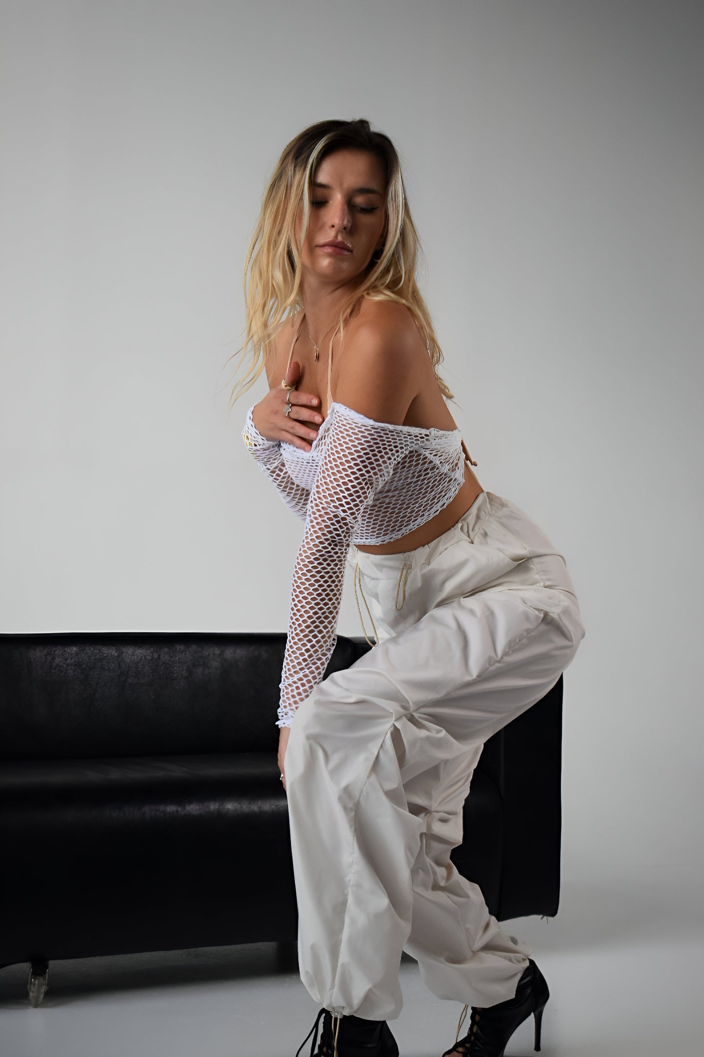 White Cargo Wide Leg Pants