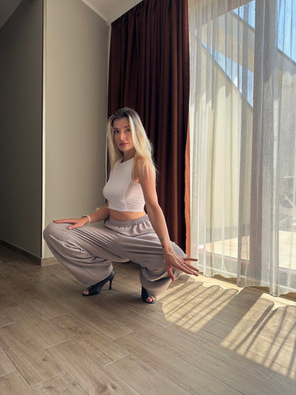 Grey Wide Leg Dance Pants