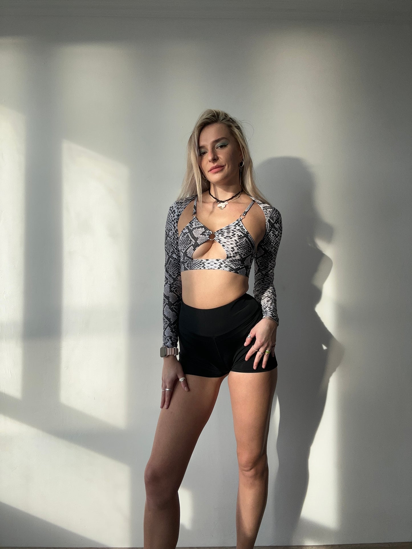 Grey Python Print Shrug Bolero