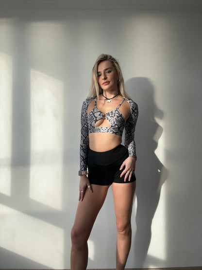 Grey Python Print Shrug Bolero