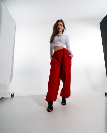 White Keyhole Long Sleeve Crop Top