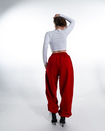 White Keyhole Long Sleeve Crop Top