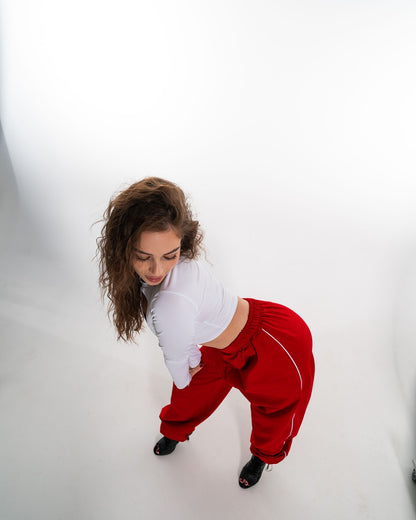 White Keyhole Long Sleeve Crop Top