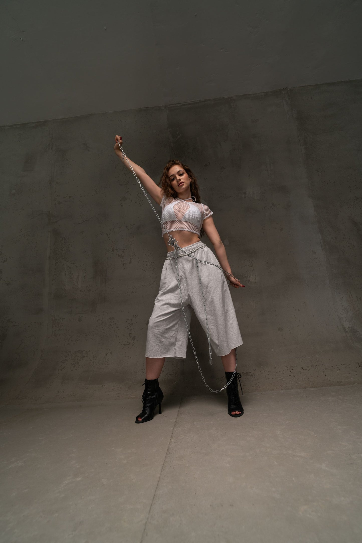 White See-Through Mesh T-Shirt Crop