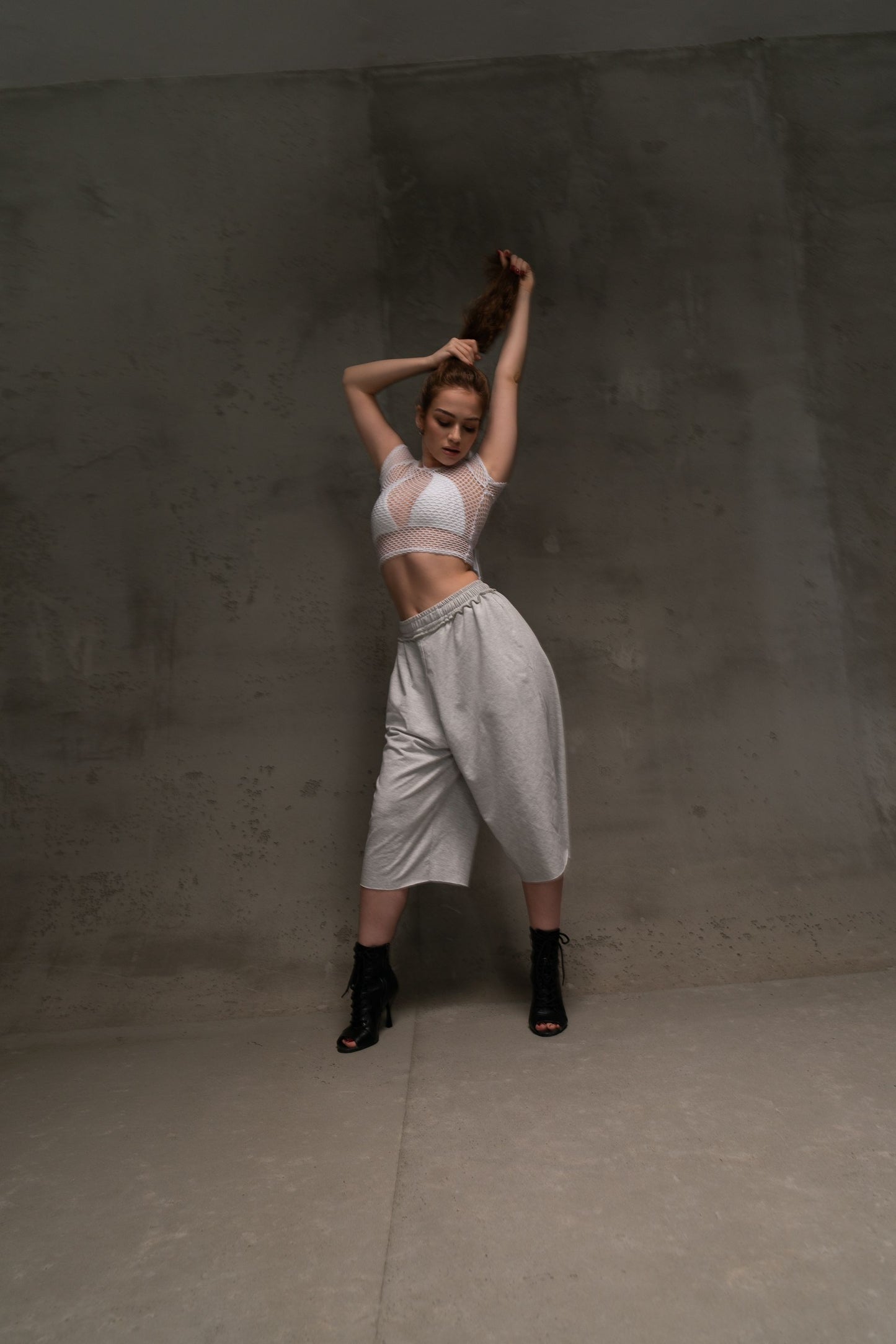 White See-Through Mesh T-Shirt Crop