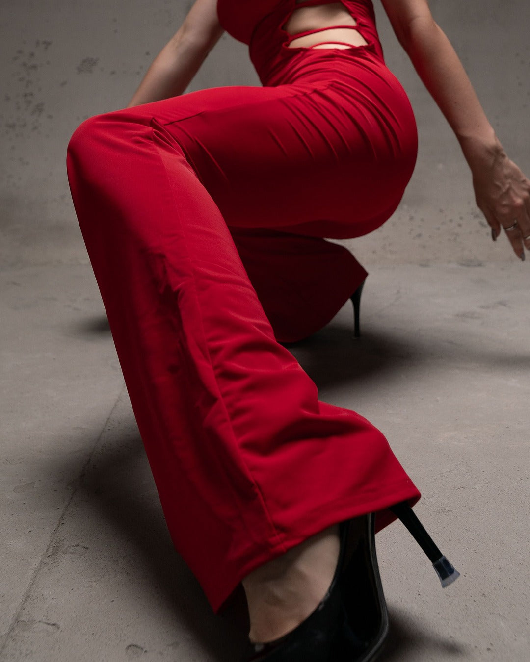 Red Sleeveless Stretch Catsuit