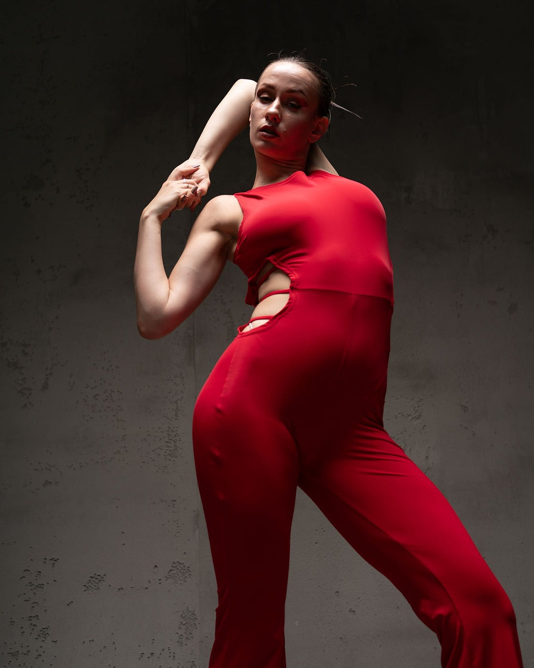 Red Sleeveless Stretch Catsuit