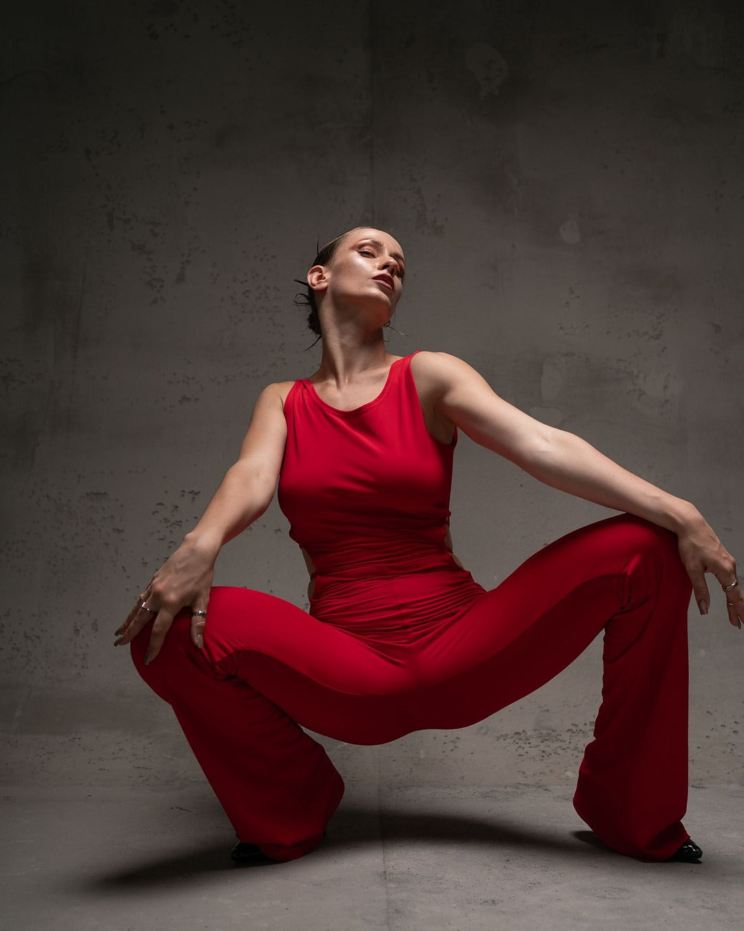 Red Sleeveless Stretch Catsuit