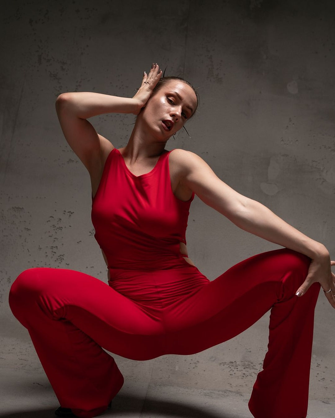 Red Sleeveless Stretch Catsuit