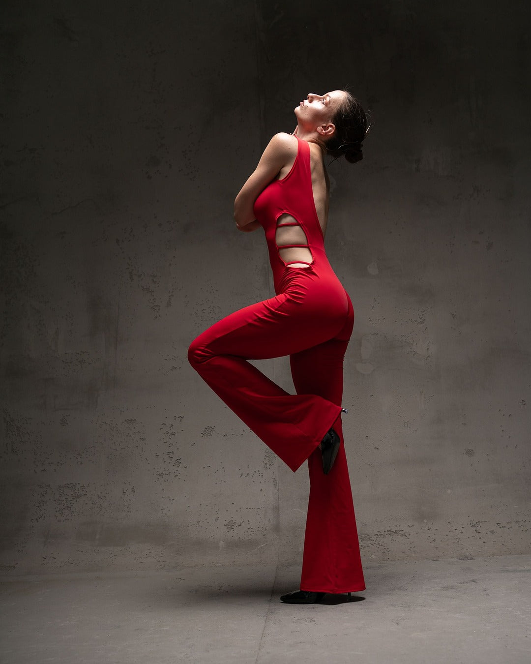 Red Sleeveless Stretch Catsuit