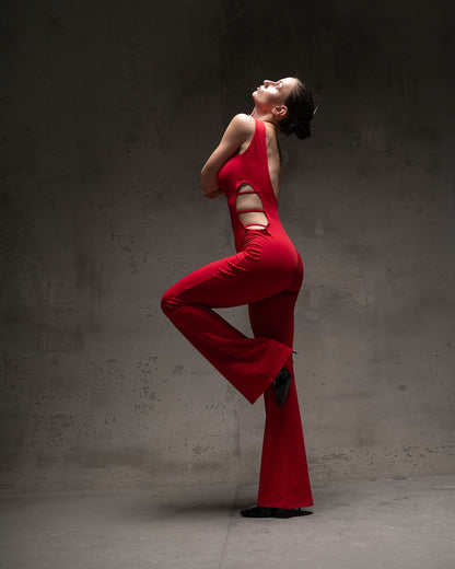 Red Sleeveless Stretch Catsuit