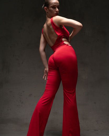 Red Sleeveless Stretch Catsuit