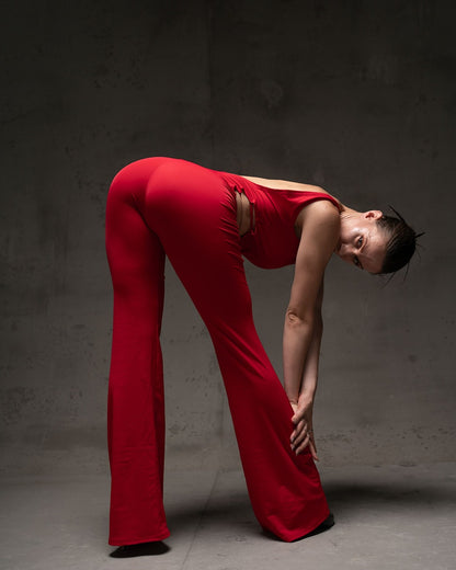 Red Sleeveless Stretch Catsuit