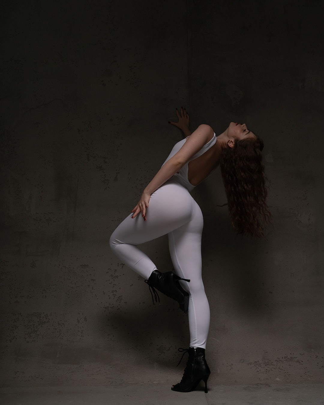 White Stretch Catsuit with Slim Straps
