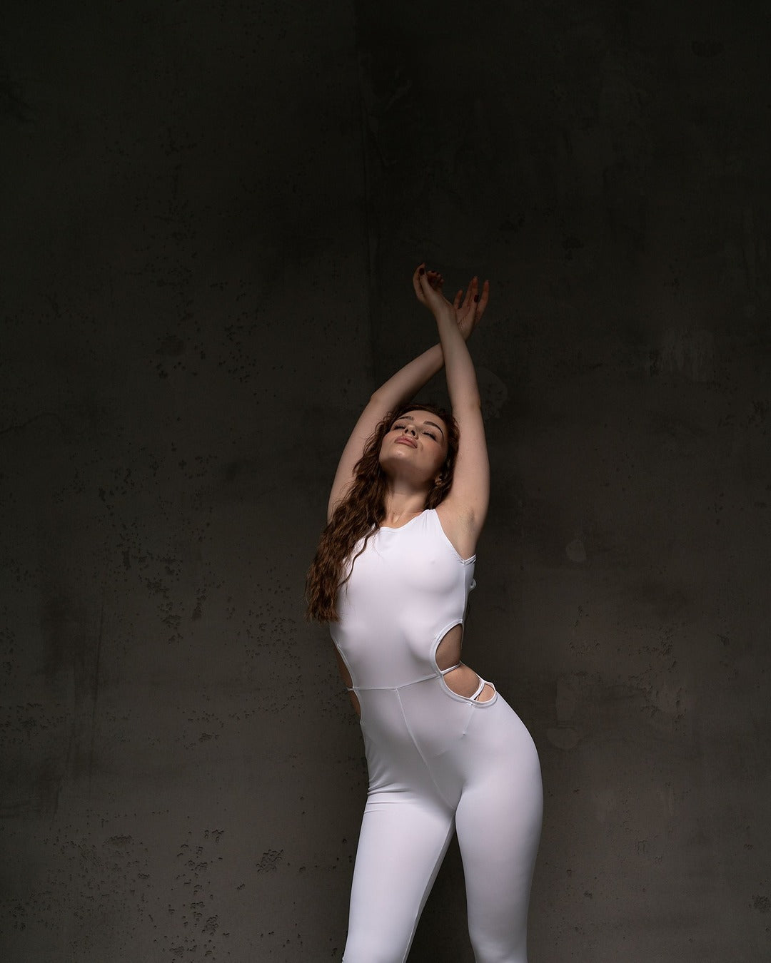 White Stretch Catsuit with Slim Straps