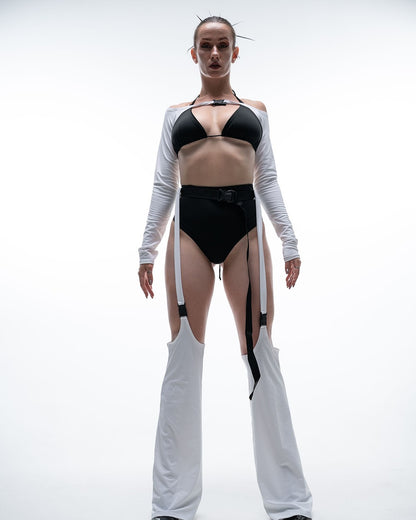 White High Cut Rave Dance Pants