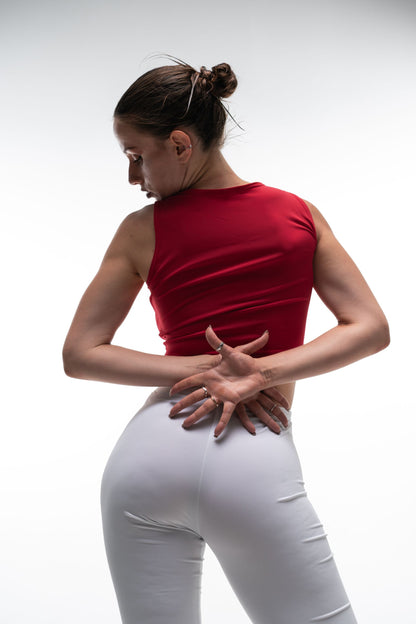Red Top with Mesh Accent