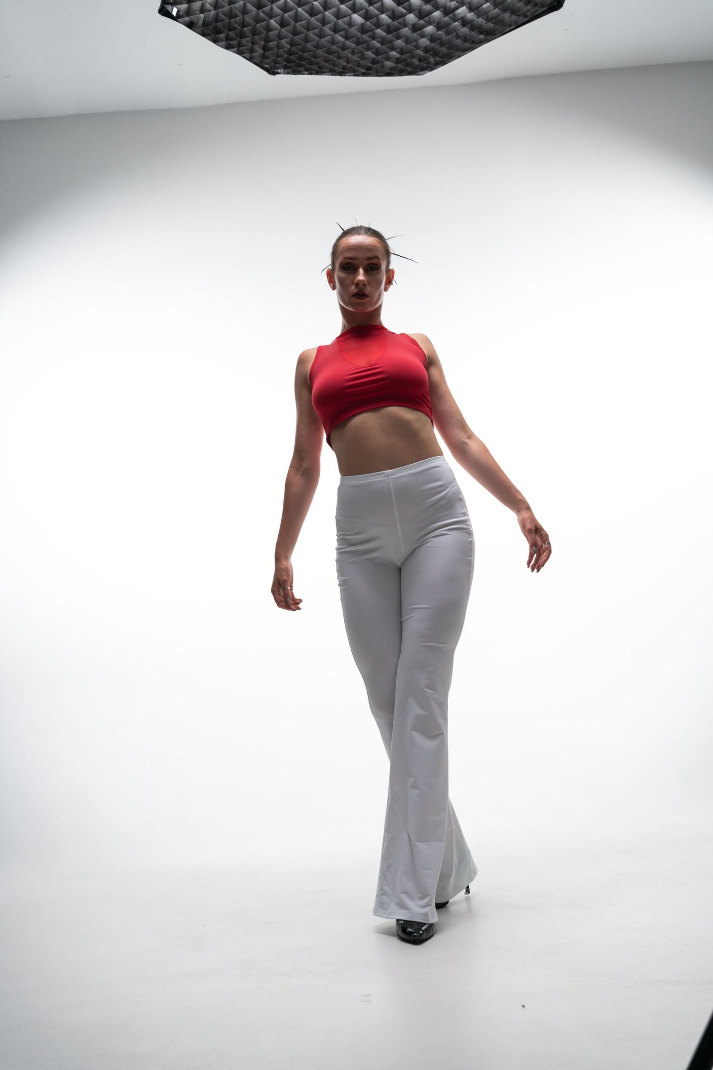 Red Top with Mesh Accent