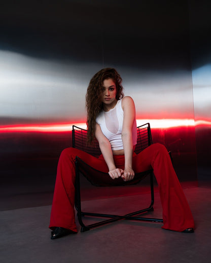 Red High Waist Stretch Pants