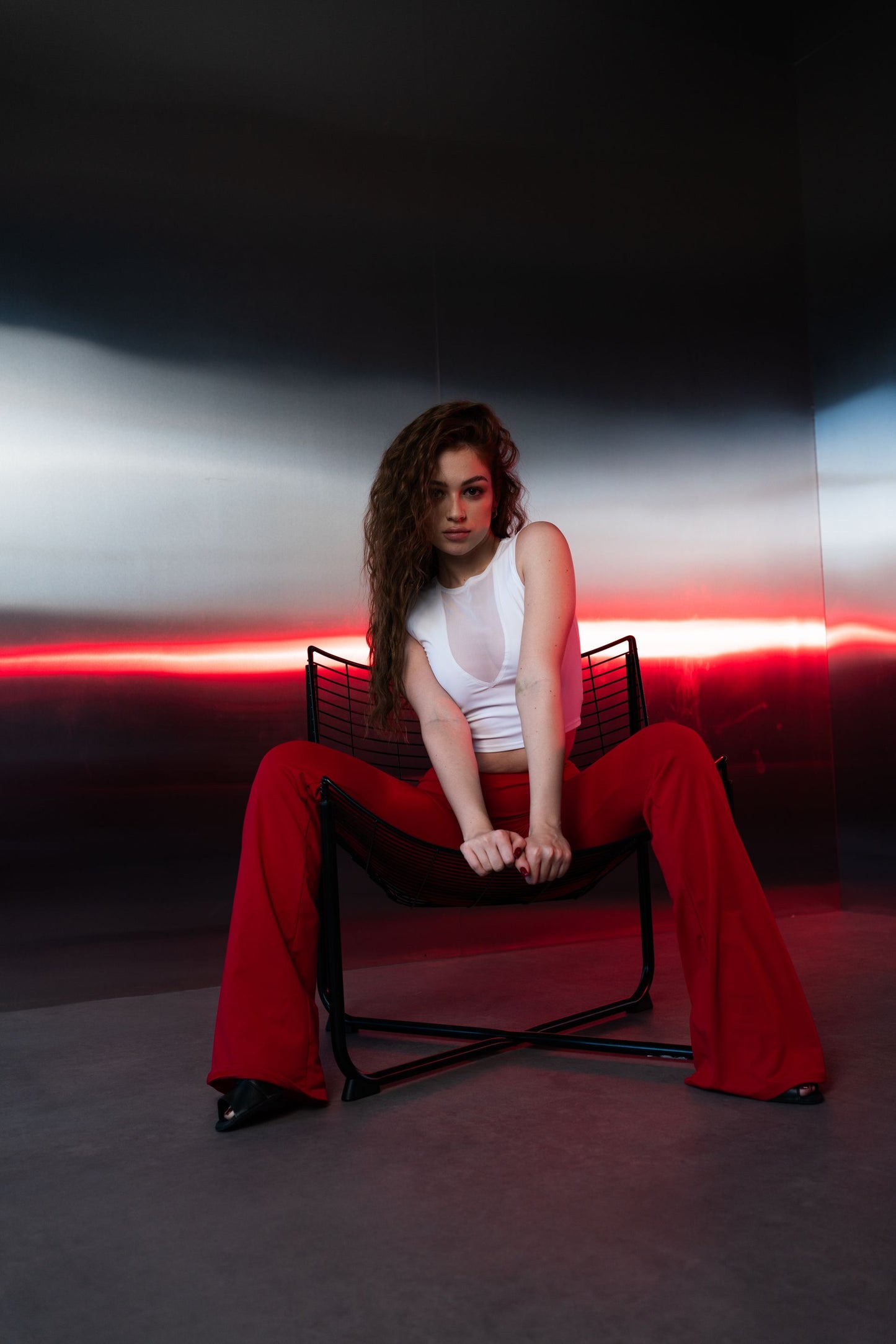 White Top with Sheer Neckline