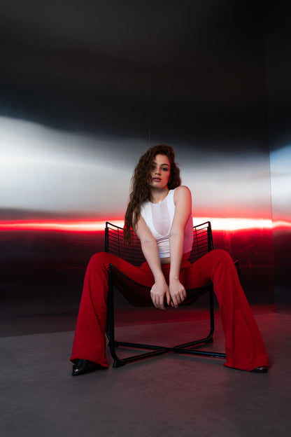 White Top with Sheer Neckline