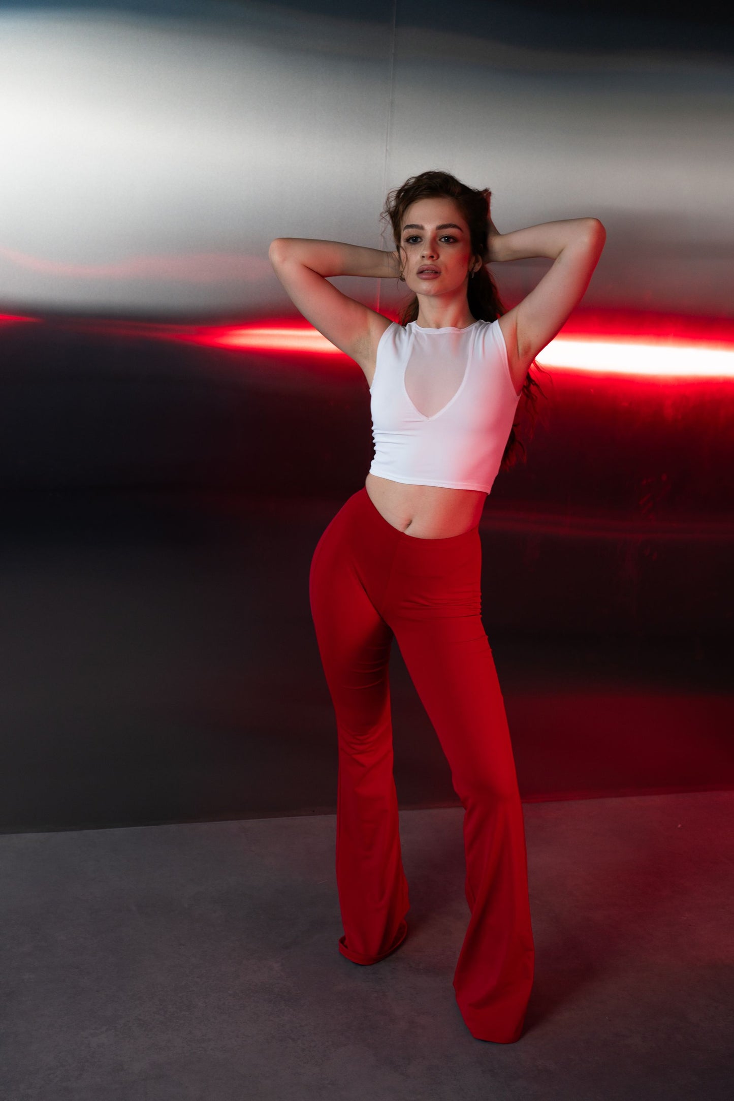 White Top with Sheer Neckline