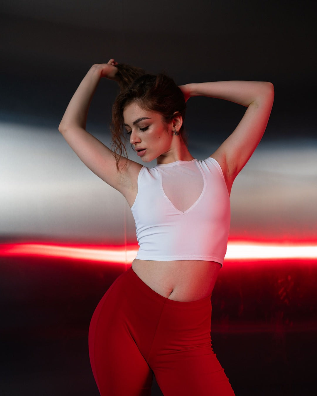 Red High Waist Stretch Pants