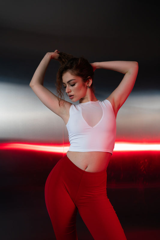 White Top with Sheer Neckline